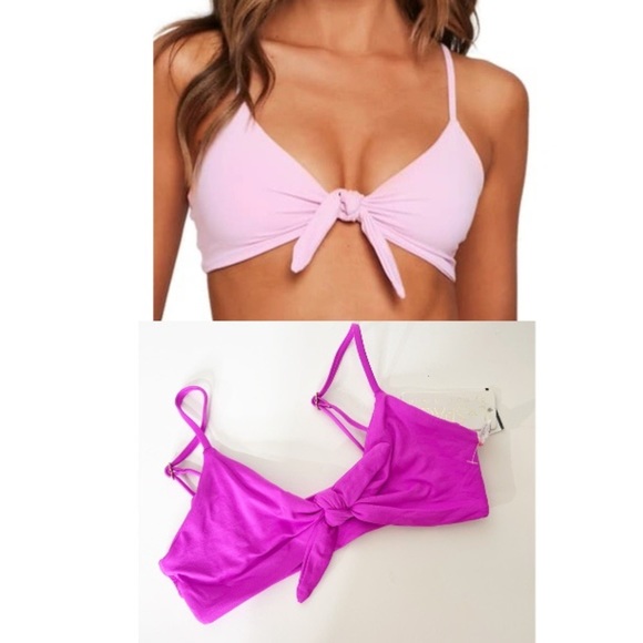 l*space Other - L*Space Tie Front Flashback Bikini Swim Top in Bright Fuchsia Size Small NWT